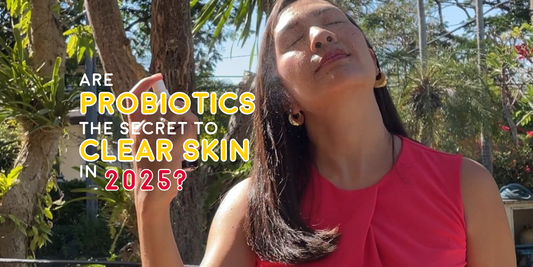 Woman spraying Ayo Skincare Probiotic Spray on her face outdoors, promoting clear skin benefits of probiotics in 2025.
