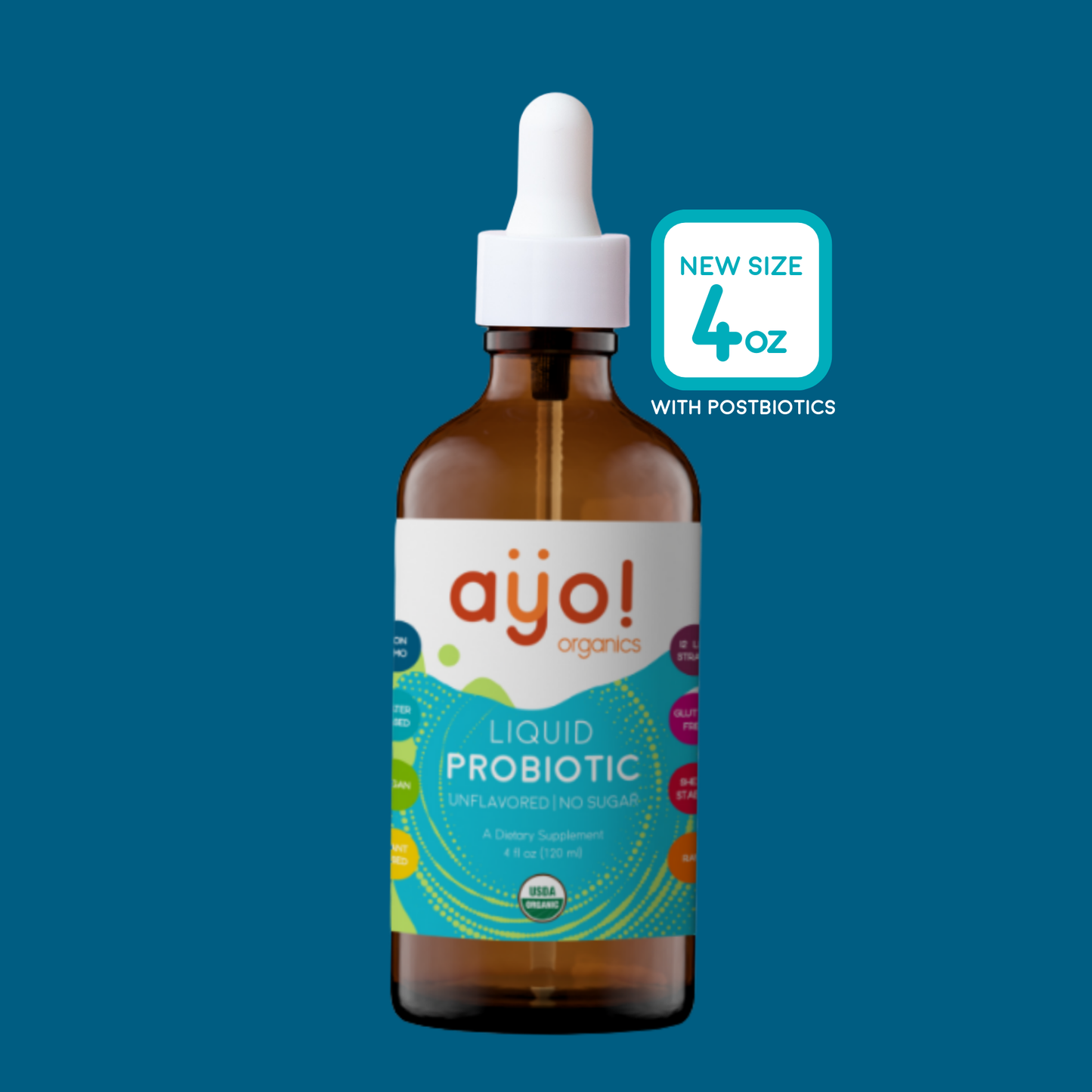 Organic Liquid Probiotics Drops with POSTBIOTICS - (4oz)